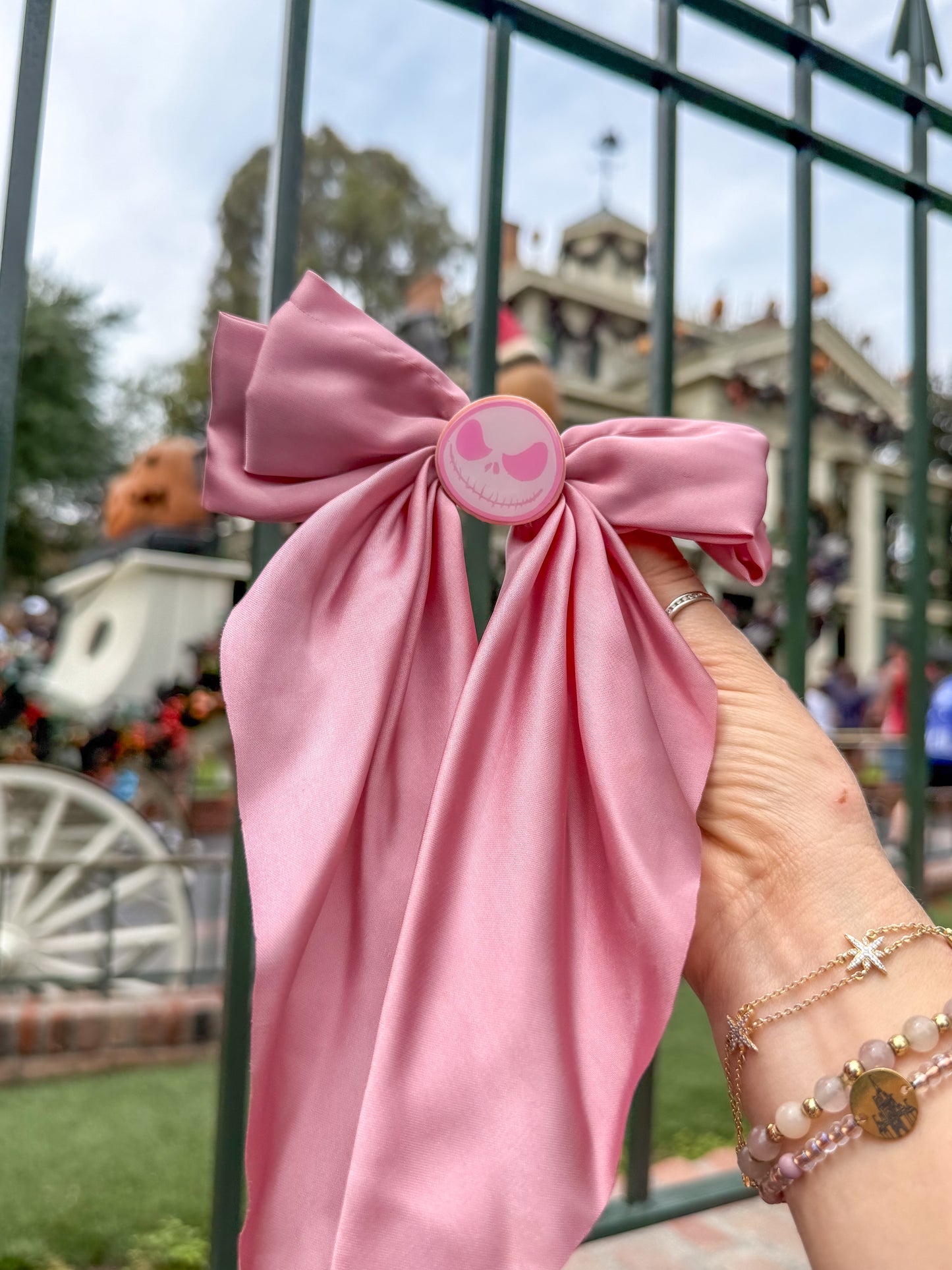 Pink Jack Skellington Bow